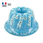 moule kouglof bleu turquoise motif fleur