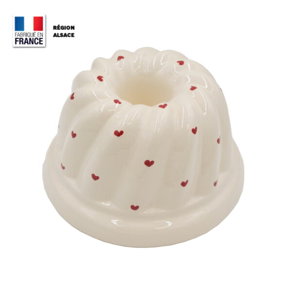 Moule à Kouglof Décor Petits Coeurs Rouges / 18 cm