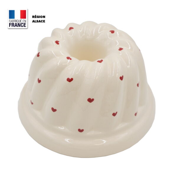 Moule à Kouglof Décor Petits Coeurs Rouges / 20 cm