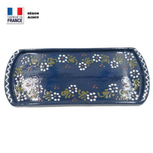 Plat à Cake - Bleu décor Petites Fleurs - 30 cm