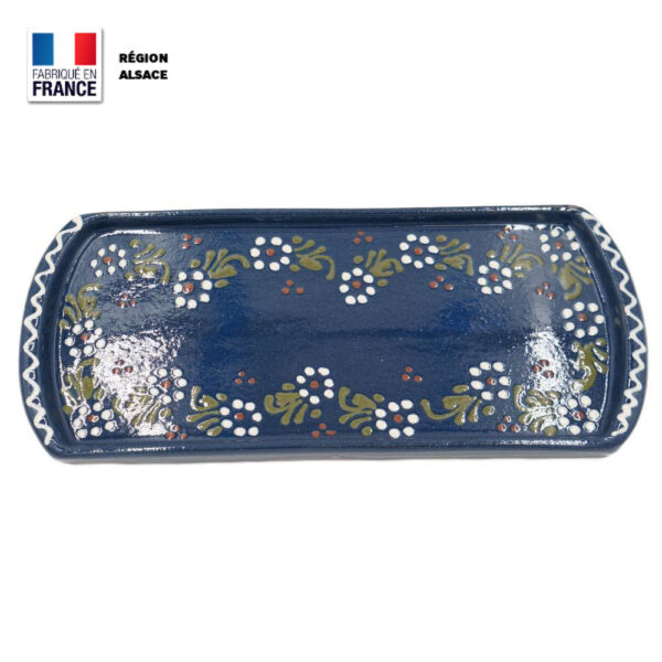 Plat à Cake - Bleu décor Petites Fleurs - 30 cm