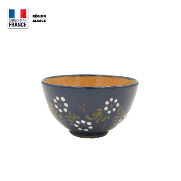 Bol en poterie Bleu décor Petites Fleurs