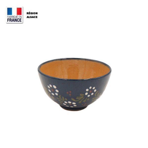 Bol en poterie Bleu décor Petites Fleurs