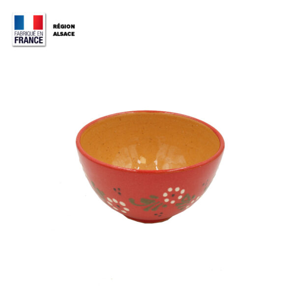 Bol en poterie - Rouge décor Petites Fleurs