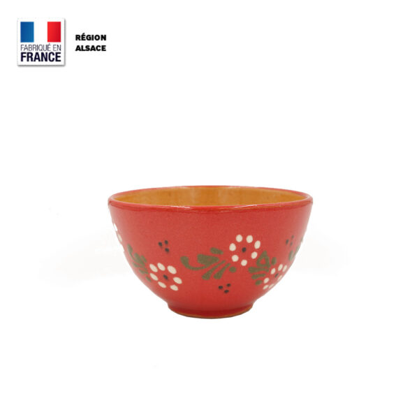 Bol en poterie - Rouge décor Petites Fleurs