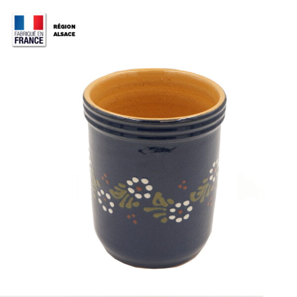 Porte Couverts en poterie - Bleue décor Petites Fleurs