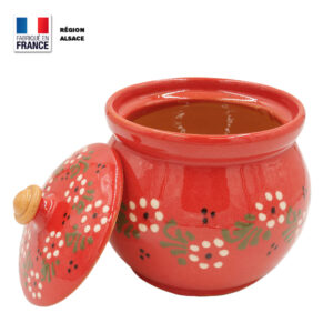 Table Nette en poterie - Poubelle de table Rouge décor Petites Fleurs