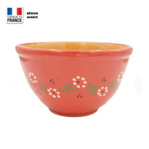 Saladier en poterie Rouge décor Petites Fleurs - 24 cm