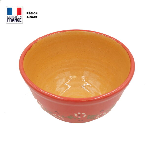 Saladier en poterie Rouge décor Petites Fleurs - 24 cm