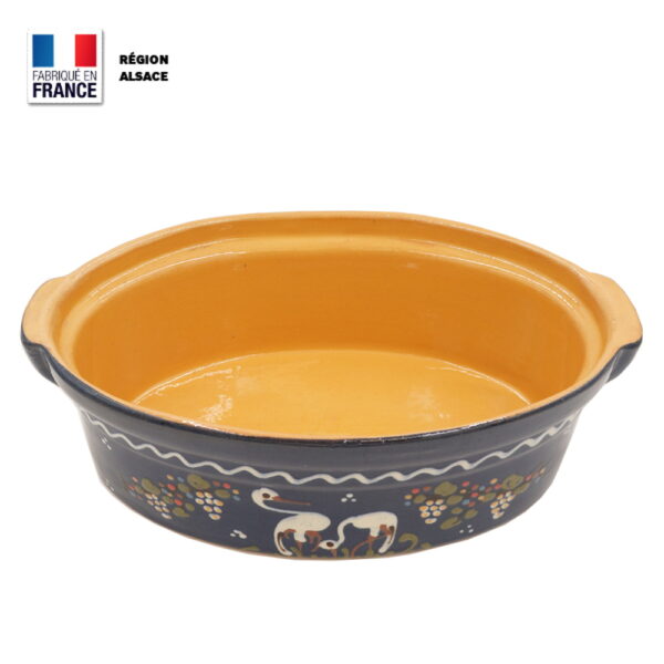 Terrine à Baeckeoffe 8 - 10 personnes Bleue décor Cigogne Raisin