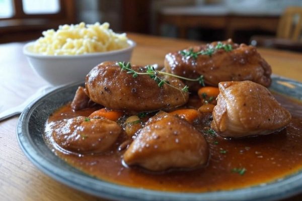 Coq au Riesling avec Spaetzle d'Alsace